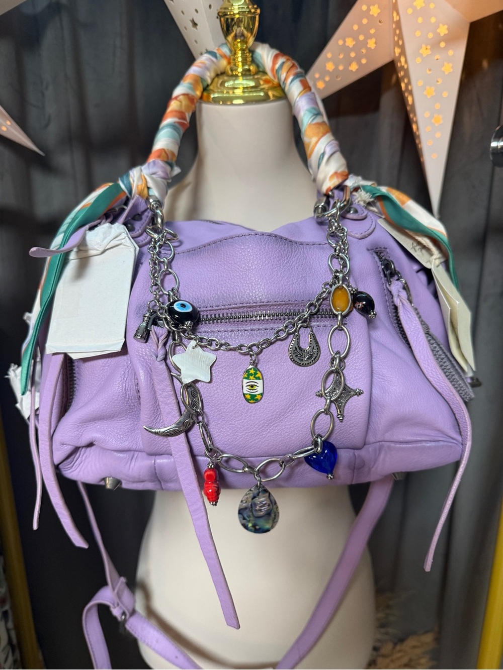 NWT We The Free Baby Emerson Tote in Lilac-All Bag Charms & Scarves Included